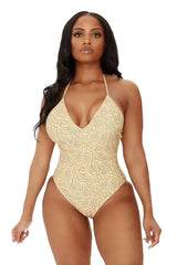 RIDE THE TIDE SWIMSUIT-TAN MULTI ANIMAL PRINT